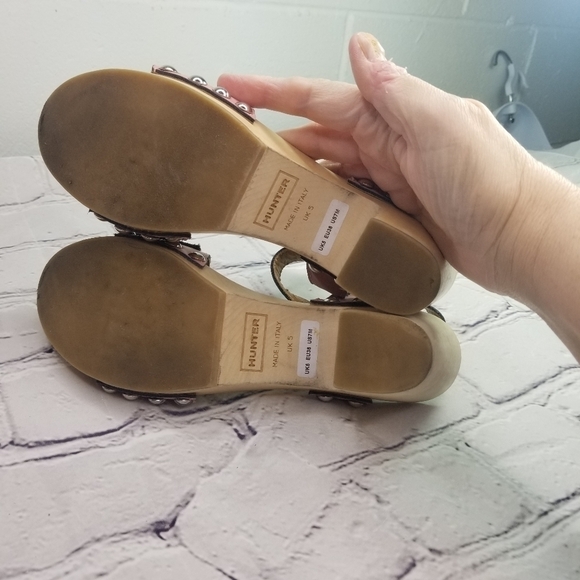 Hunter Refined Penny pink patent leather wood heels sandals - Picture 4 of 13